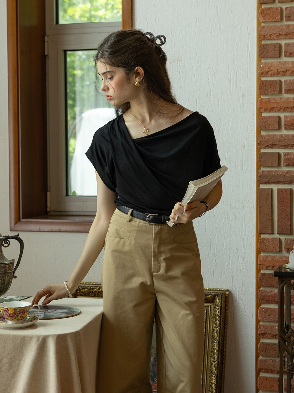 PM_Pleated casual top_2color