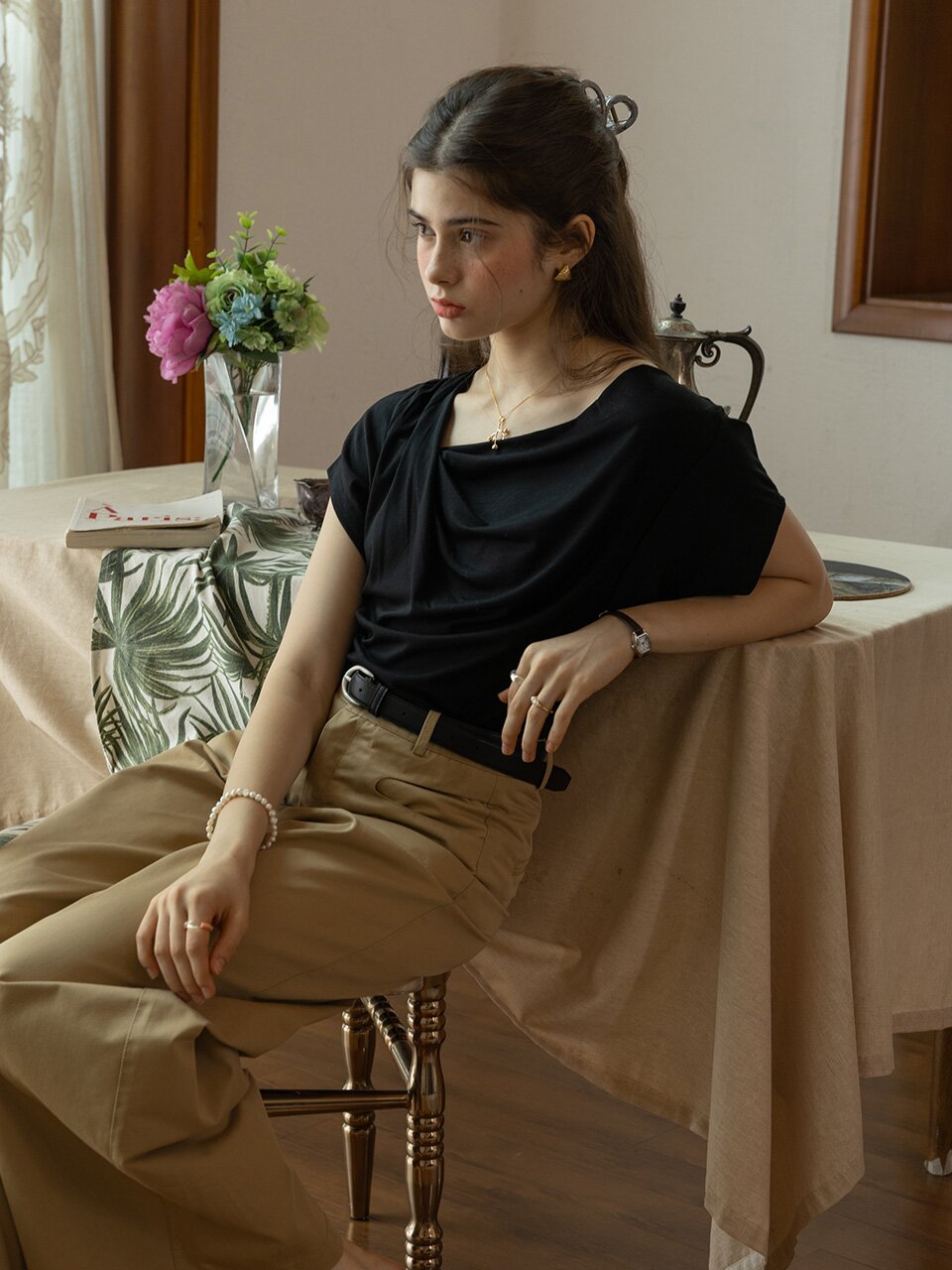 PM_Pleated casual top_2color