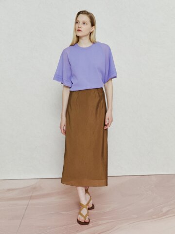 내추럴 소프트 쉬머 슬릿 스커트 