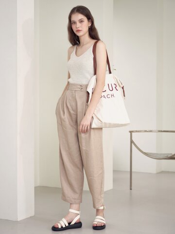 Linen baggy Pants_Beige