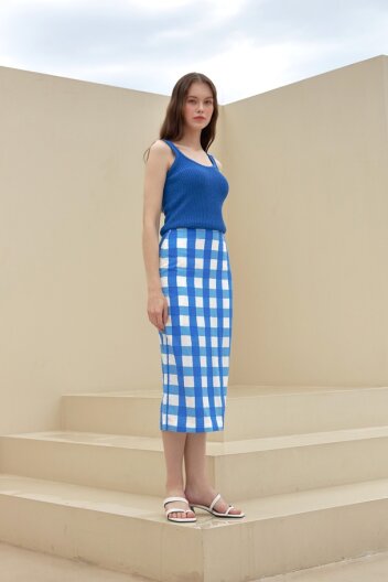Gingham H Skirt_Blue