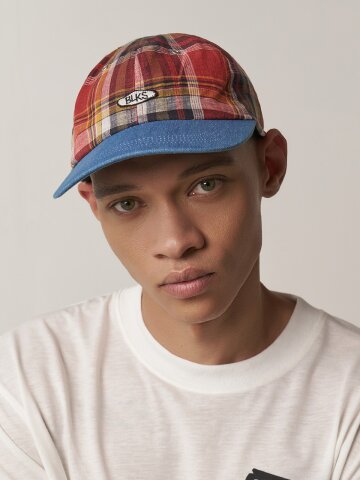 체크배색 스트랩백 캡 (3 colors)