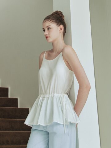 리본 셔링 슬리브리스 / 아이보리