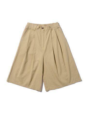 코튼 핀턱 와이드 버뮤다 팬츠 (베이지)