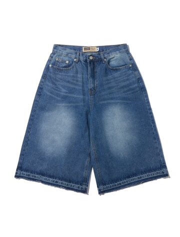 에어 텍스처 와이드 버뮤다 데님 팬츠 (중청)