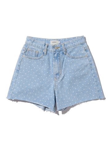 도트 컷오프 데님 반바지 (연청)