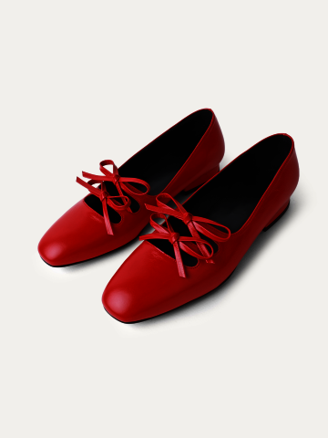 [천연소가죽]리본 발레리나 플랫슈즈 sr2300 레드