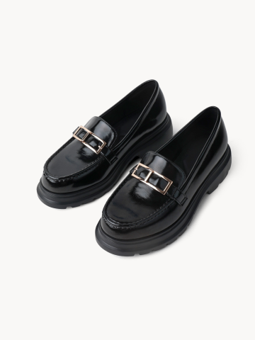 [천연소가죽] 워킨 통굽 로퍼 블랙 5cm sr7500