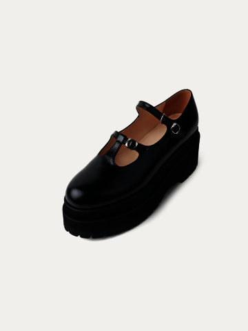 [천연소가죽] Bettle 플랫폼 통굽 로퍼 블랙 7cm sr2700