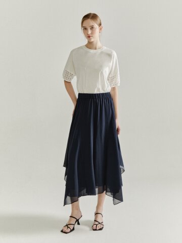 언밸런스 쉬폰 와이드 팬츠 