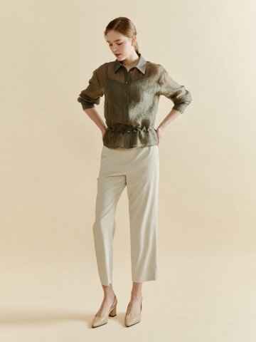 소프트 텍스처 세미 일자 팬츠 