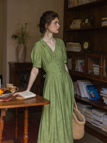 DA_Jacquard blend v-neck dress_2color