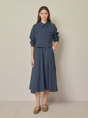 긴팔 칼라 자켓 + 민소매 롱 원피스 세트 