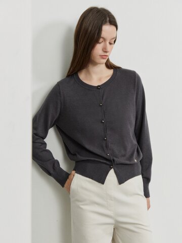 라운드 버튼 가디건 