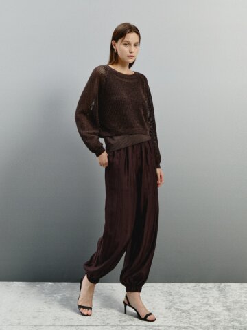 링클 플리츠 백밴딩 조거 팬츠 