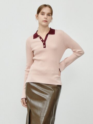 세로 짜임 슬릿 긴팔 풀오버 