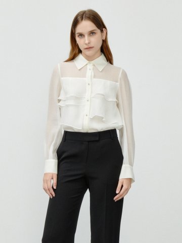 소프트 드레이프 넥 칼라 블라우스 