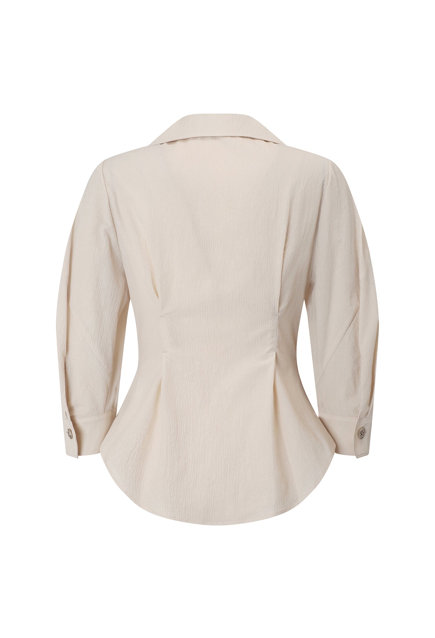 사이드 버튼 슬림 칼라 블라우스 (LIGHT BEIGE)