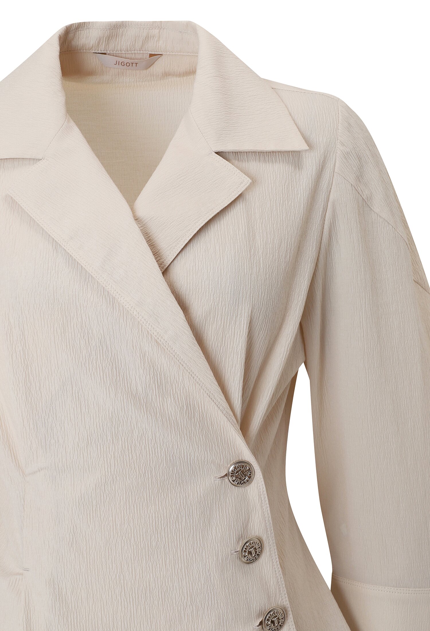 사이드 버튼 슬림 칼라 블라우스 (LIGHT BEIGE)