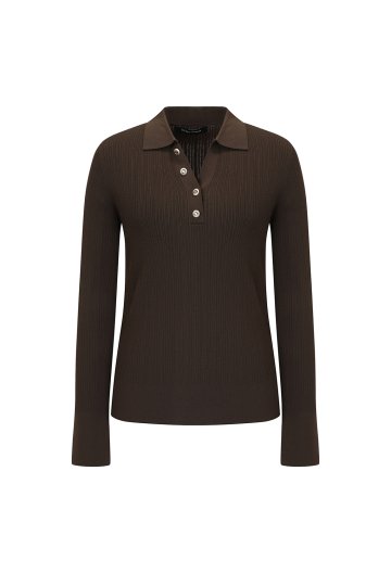 세로 짜임 슬릿 긴팔 풀오버 