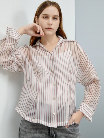 엘랑 스트라이프 블라우스+크롭나시 세트 