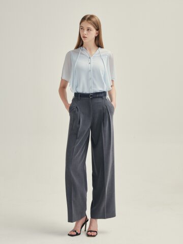 플리에 플리츠 슬랙스 