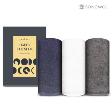 송월타올 2025 해피 추석 한가위 달 토끼 감사카드 고중량 190g 호텔수건 1매 선물세트
