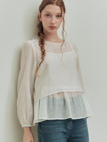 비올라 레이어드 블라우스 / 아이보리
