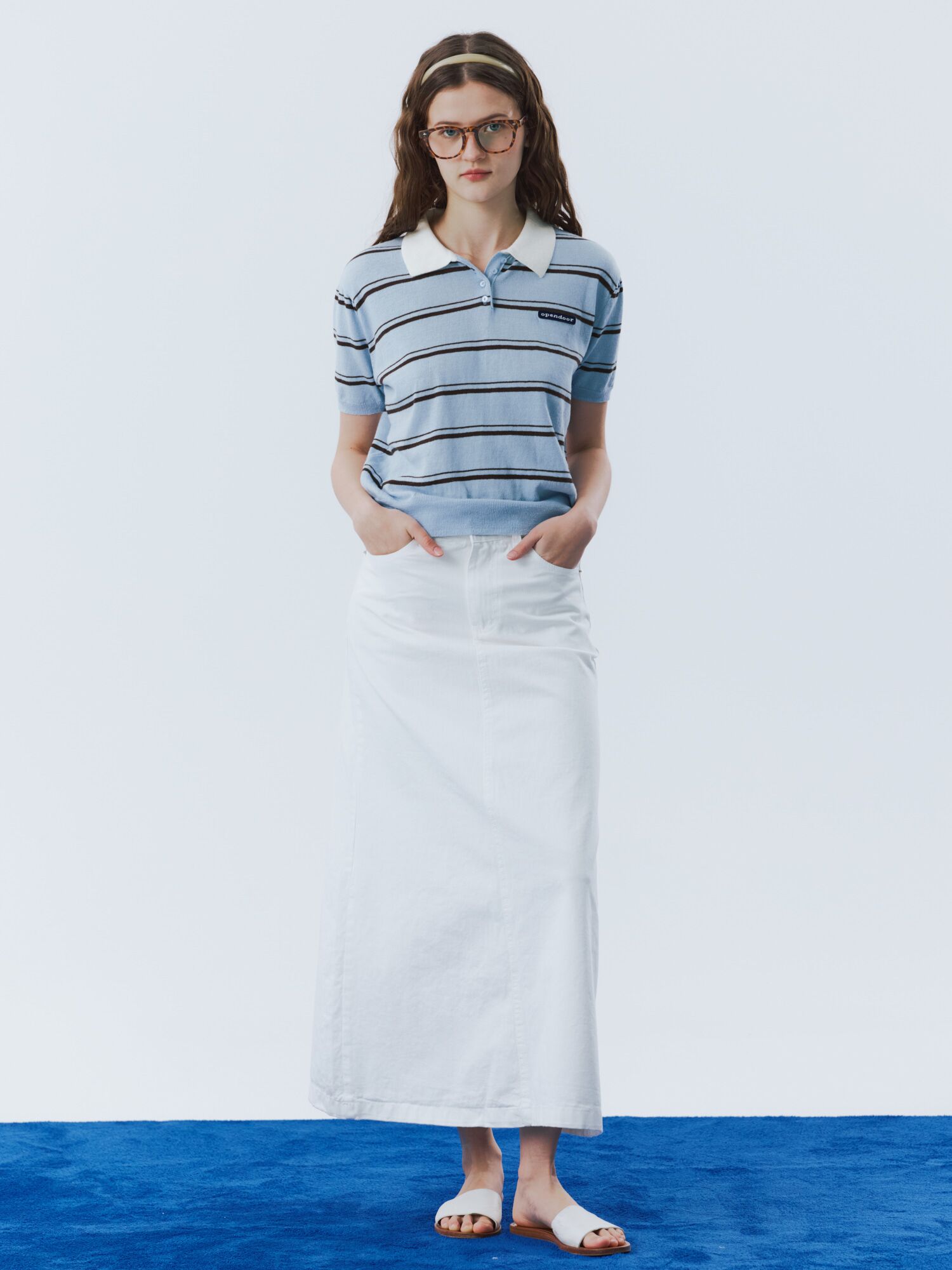 summer stripe knit blue