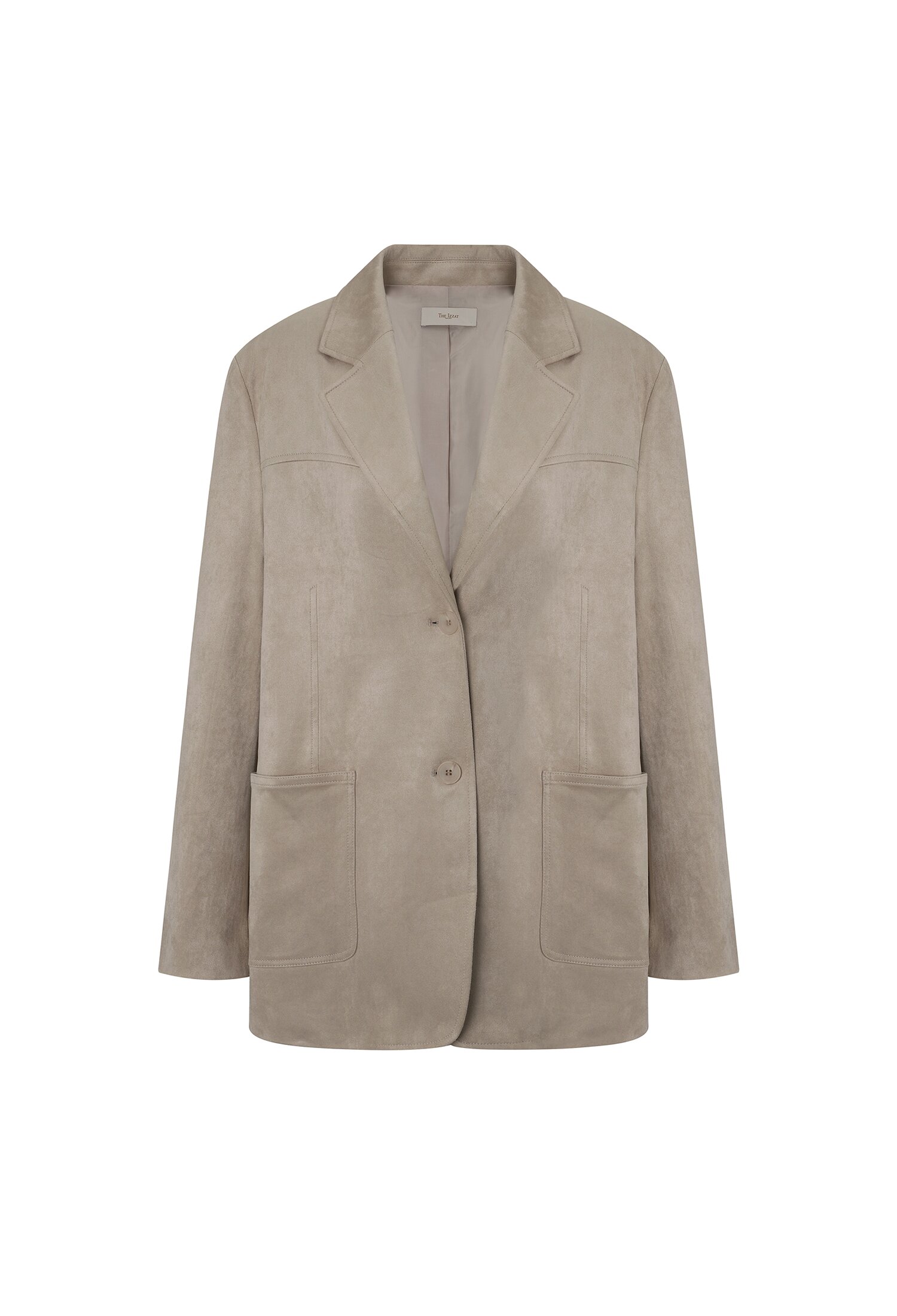 오픈 칼라 스웨이드 자켓 (LIGHT BEIGE)