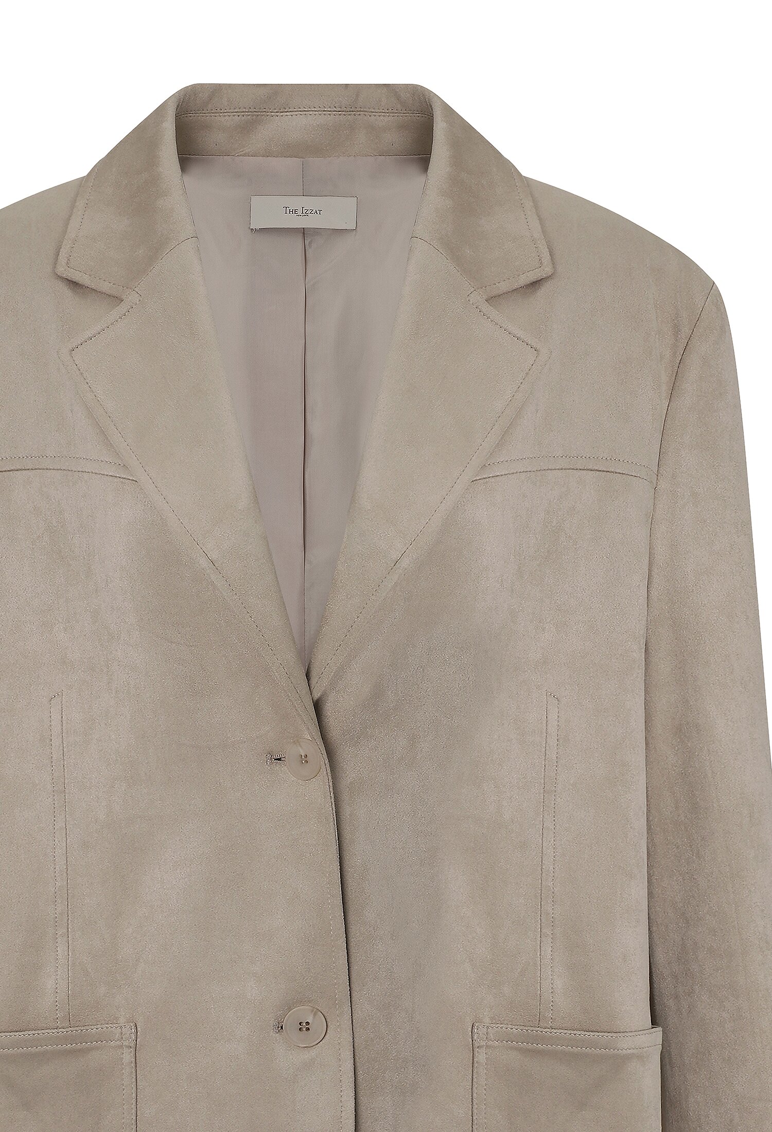 오픈 칼라 스웨이드 자켓 (LIGHT BEIGE)