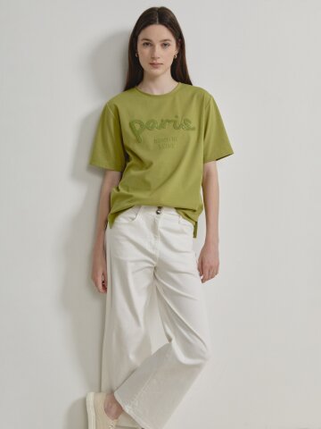 레터링 라운드넥 반팔 티셔츠 