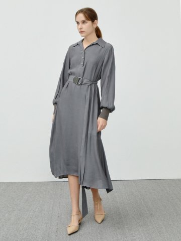 오브롱 벨티드 박시 롱원피스 