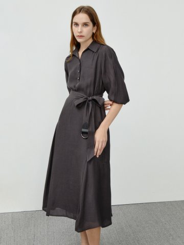 오브롱 벨티드 박시 롱원피스 