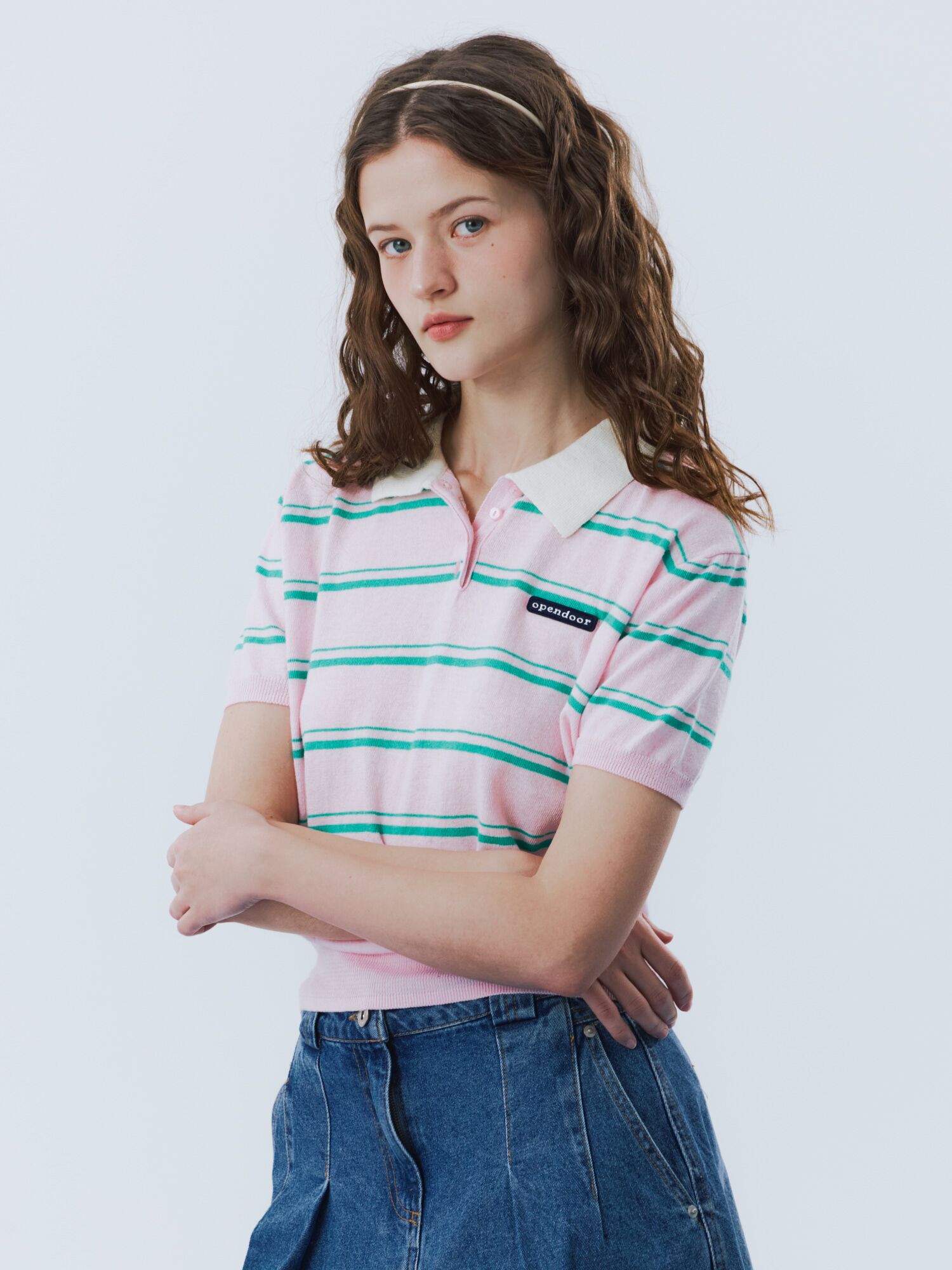 summer stripe knit pink