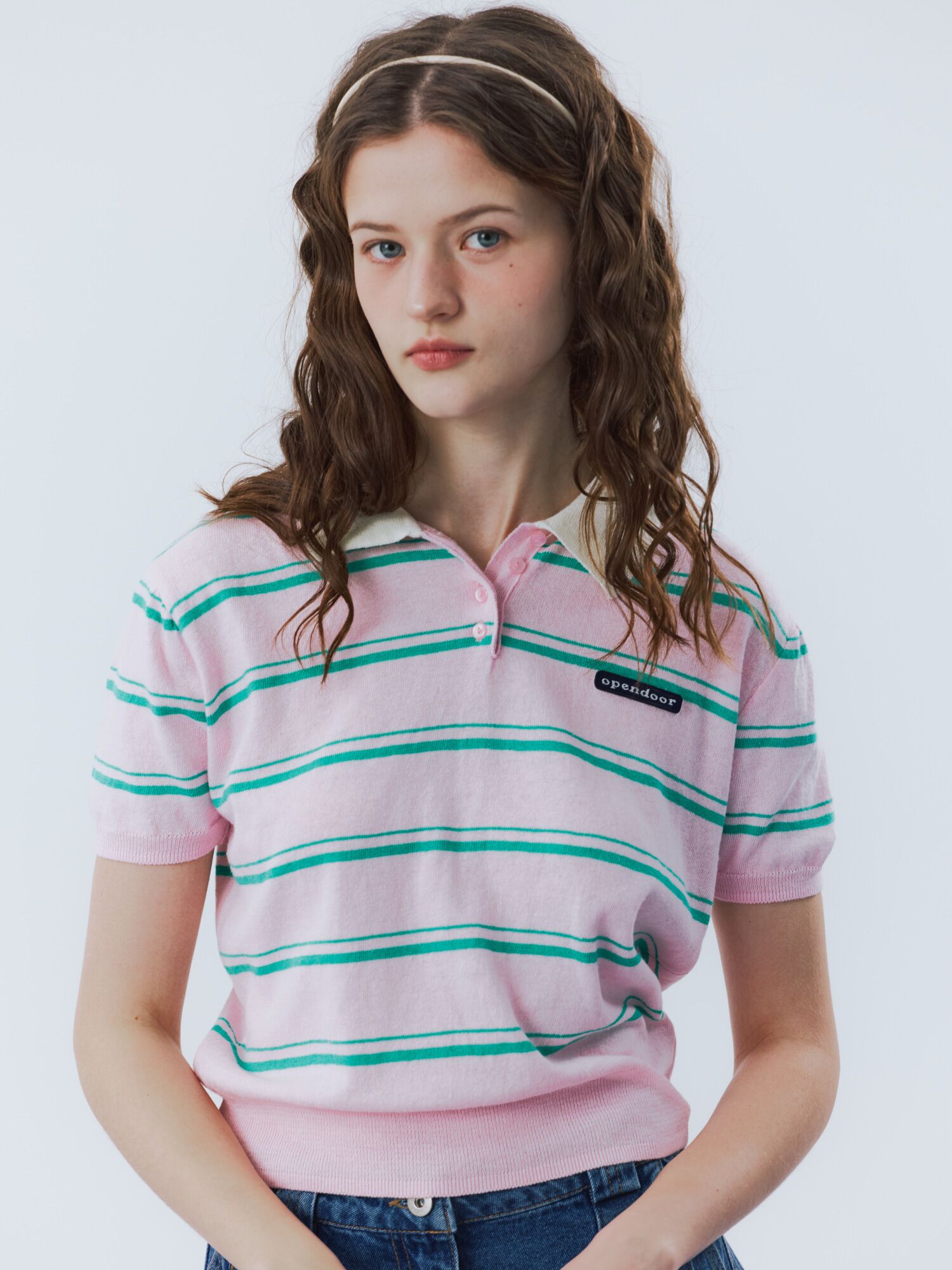 summer stripe knit pink