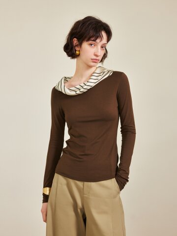YY_Panelled collar sleeved top_2color