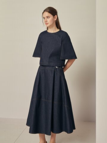 데님 플레어 스커트  