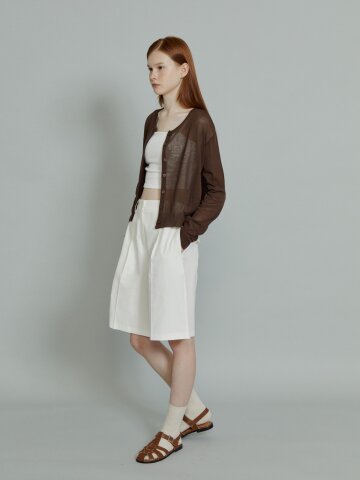 라운드넥 버튼 가디건 