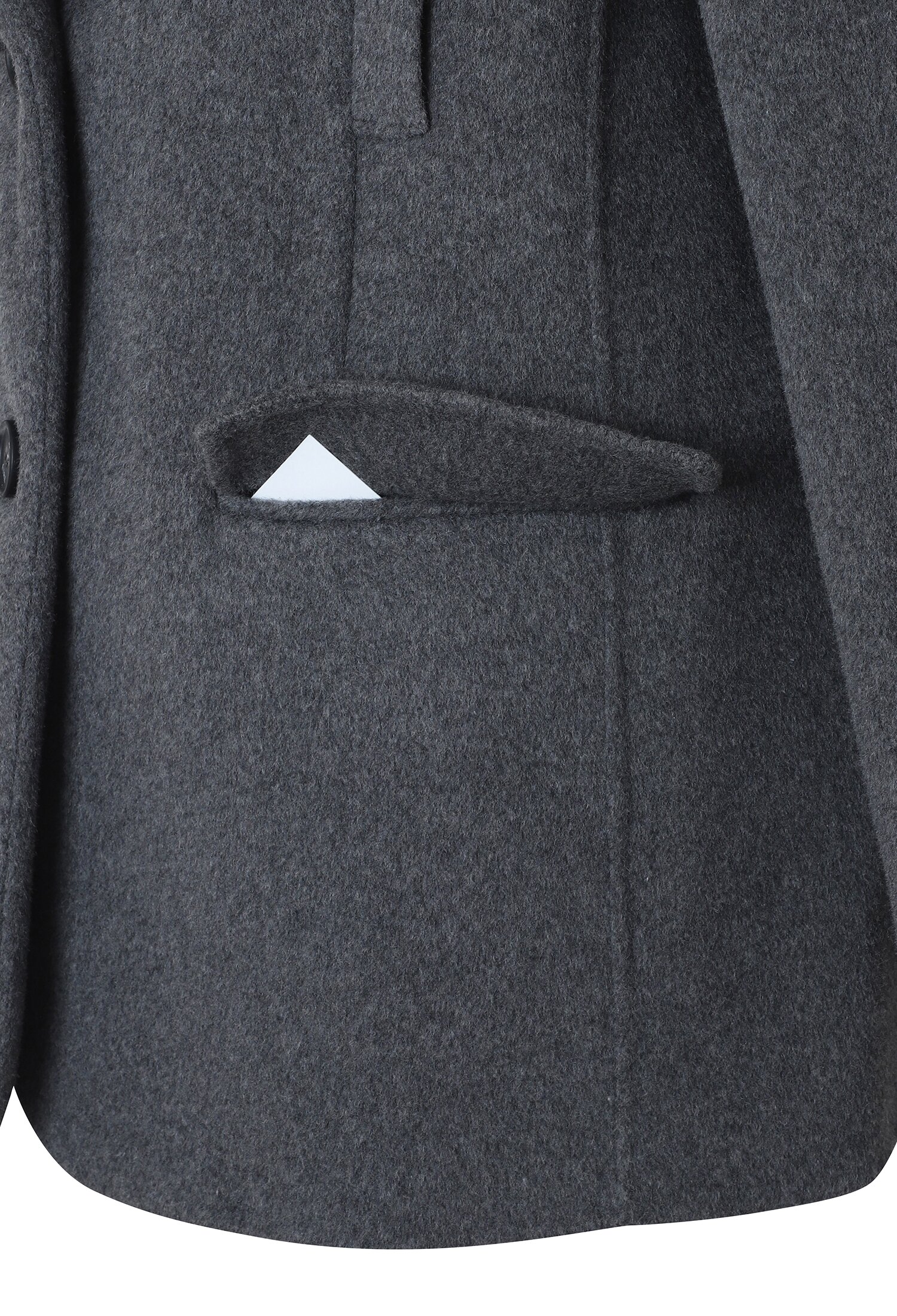 울 싱글 투버튼 핸드메이드 하프 코트 (DARK GREY)