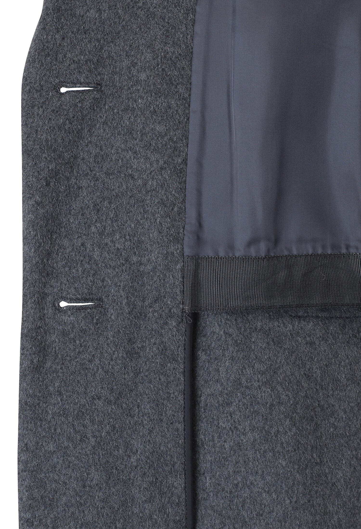 울 싱글 투버튼 핸드메이드 하프 코트 (DARK GREY)