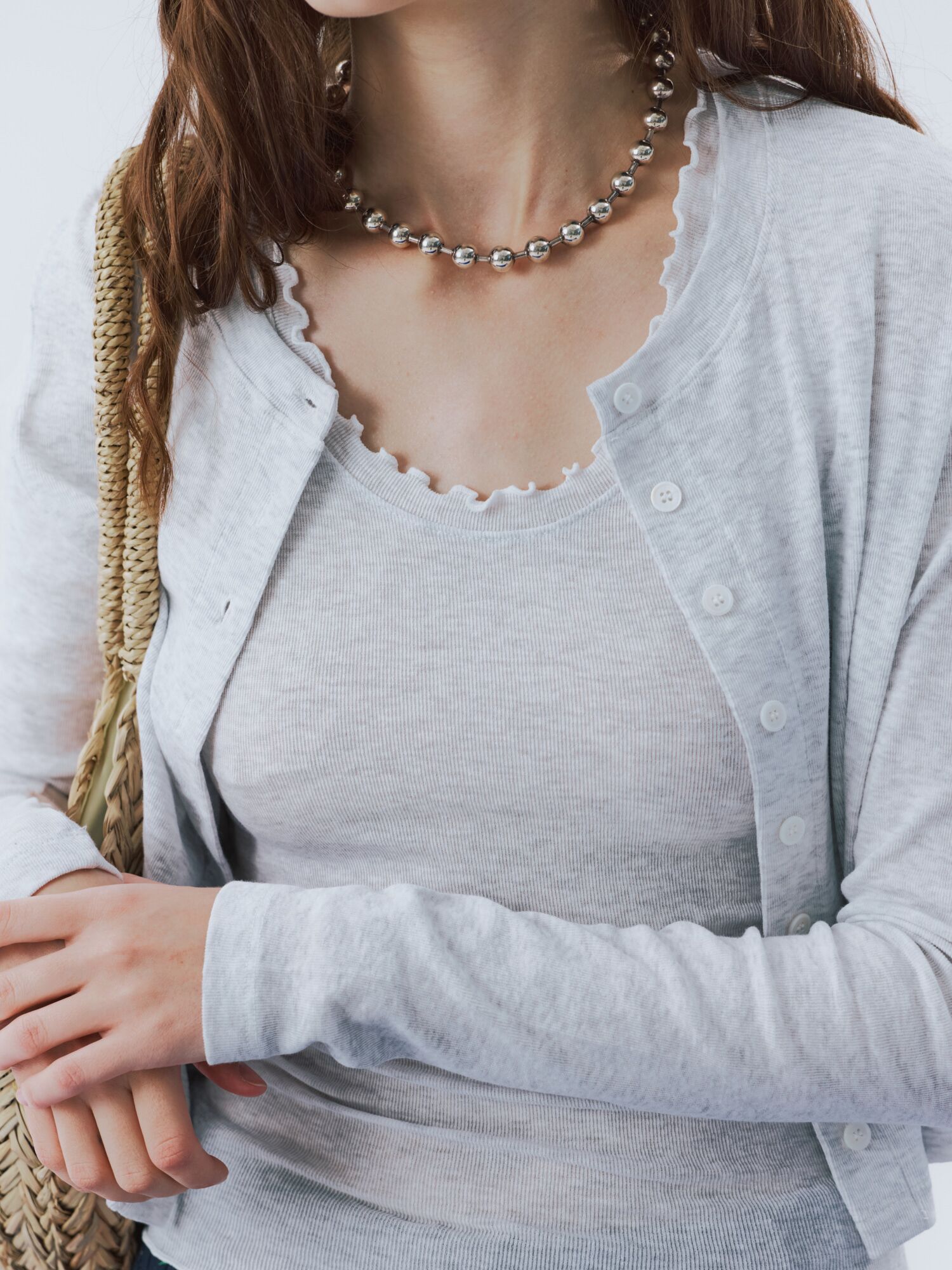 frill sleeve crop cardigan solid