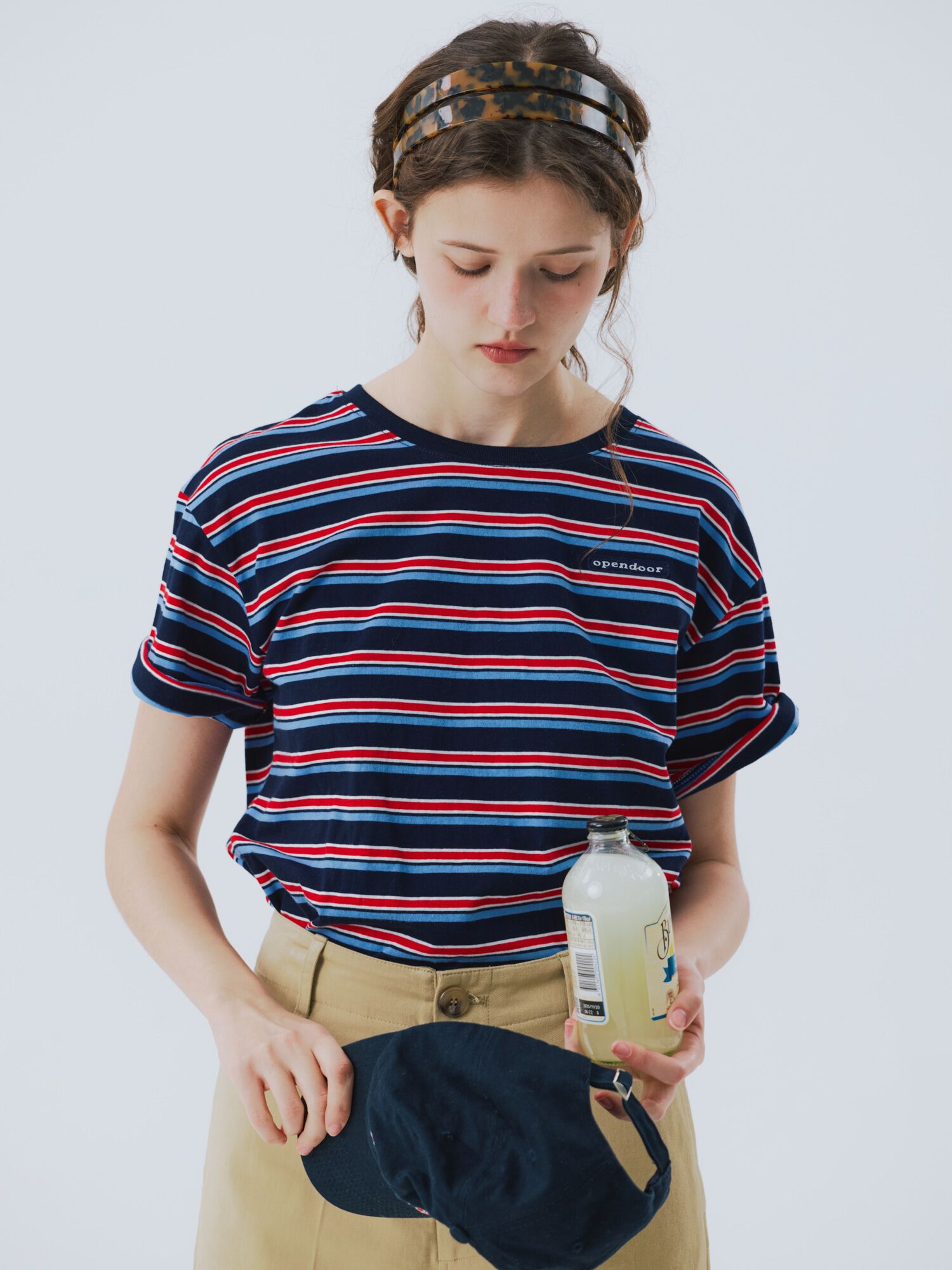 [5월 26일 순차배송] stripe half top navy