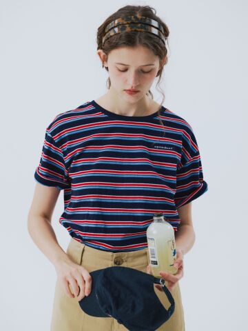 [5월 26일 순차배송] stripe half top navy
