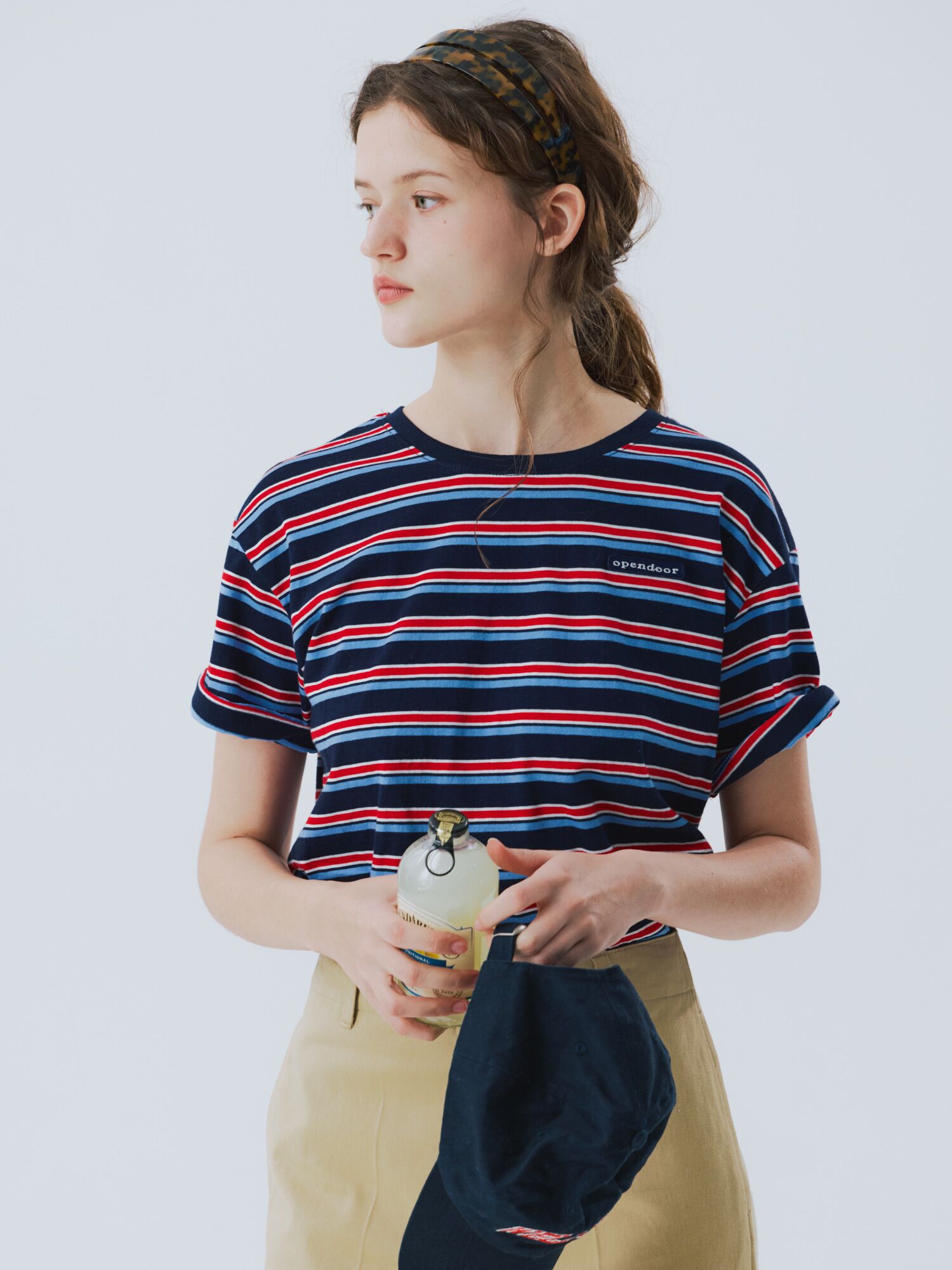 [5월 26일 순차배송] stripe half top navy