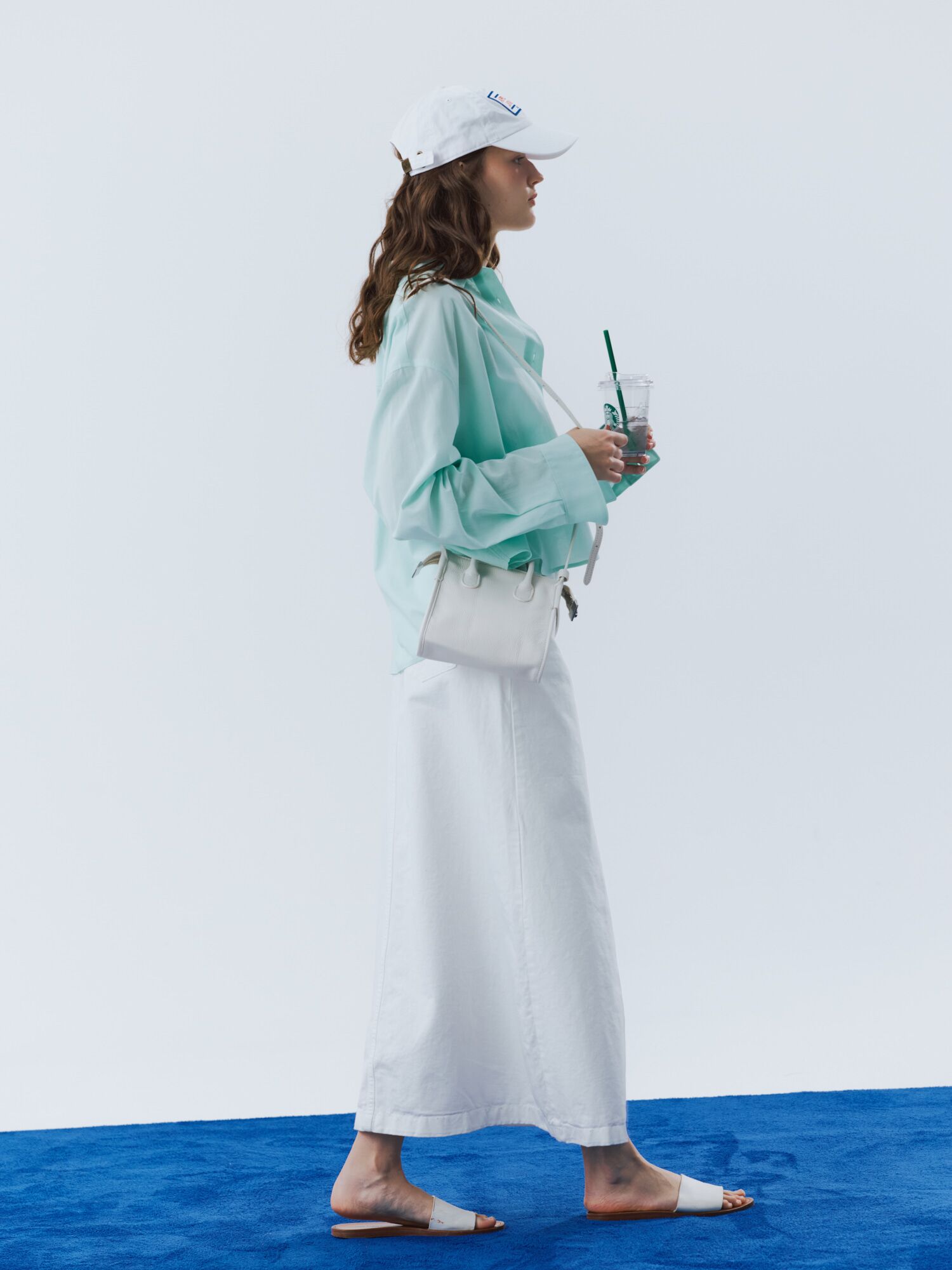 6poket denim long skirt ivory