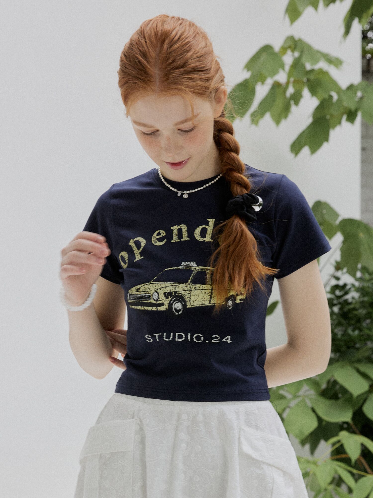 opendoor car crop tee navy