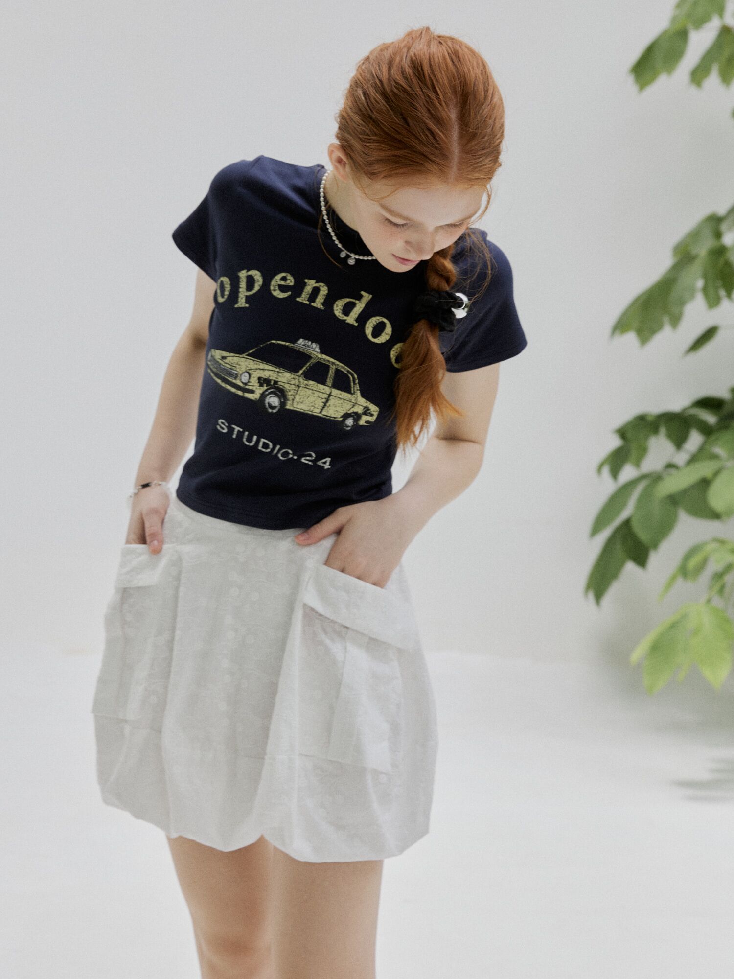 opendoor car crop tee navy