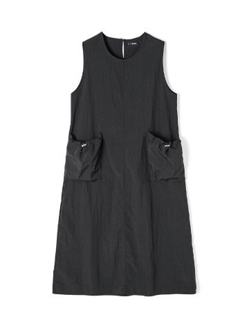 여성 슬리브리스 스트링 투포켓 원피스 (BLACK) (HB8OP50)