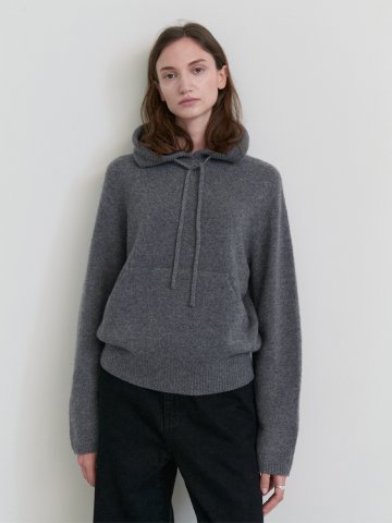 [1차] Cashmere wholegarment hoody pullover_M/GREY
